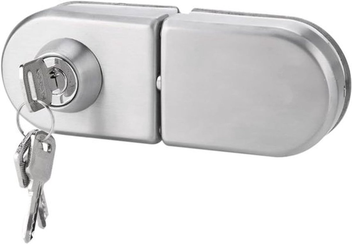 Veiligheidsdeur slot voor glazen deuren - RVS, zonder boren, met sleutels voor frameloze deuren, 10-12mm dikte