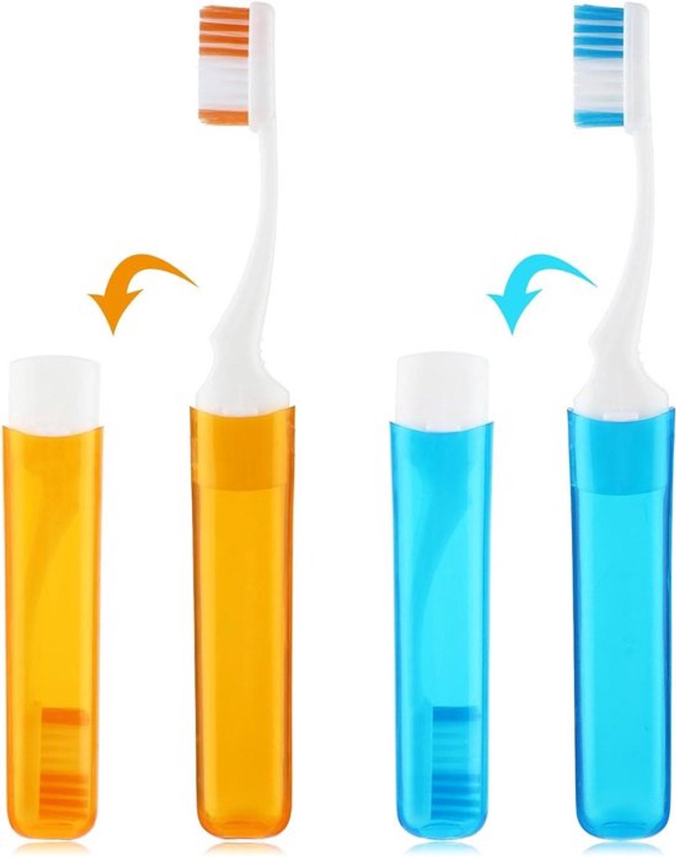Opvouwbare Reizen Tandenborstels - Set van 2 - Draagbaar en Compact - Zachte Borstelharen - Geschikt voor Kamperen - Mini Tandenborstel voor Volwassenen en Kinderen