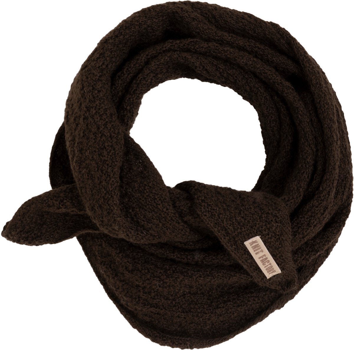 Knit Factory Yuna Mini Driehoeksjaal - Donkerbruin - 125x35 cm