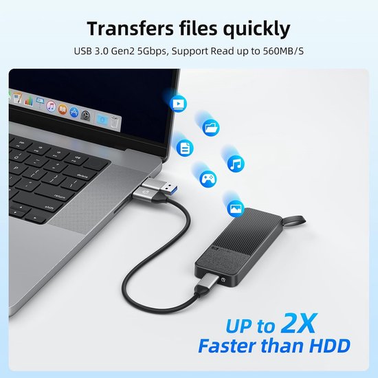 Draagbare Externe SSD 2TB USB 3.2 Gen2 Met USB-C Kabel Snelle Opslag — afbeelding 4