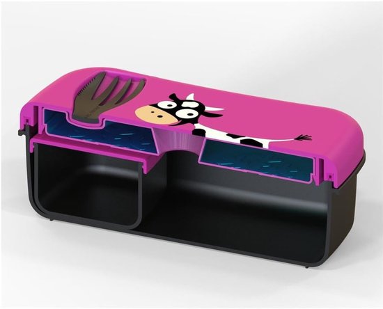 Lunchtrommel met koelelement - Broodtrommel kinder - Frisse maaltijd onderweg - Lekvrij met bestek - 17 cm - Roze — afbeelding 3