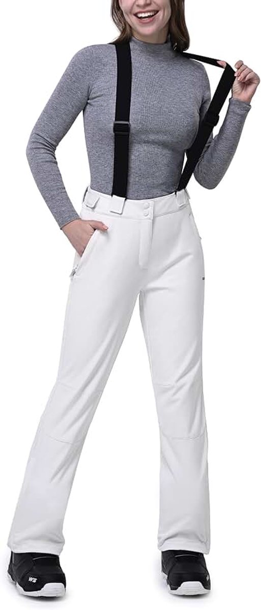 33,000ft Skibroek voor dames, met bretels, outdoorbroek, waterdicht, winddichte softshellbroek, warme gevoerde sneeuwbroek, snowboardbroek, thermische broek, wandelbroek, skibroek