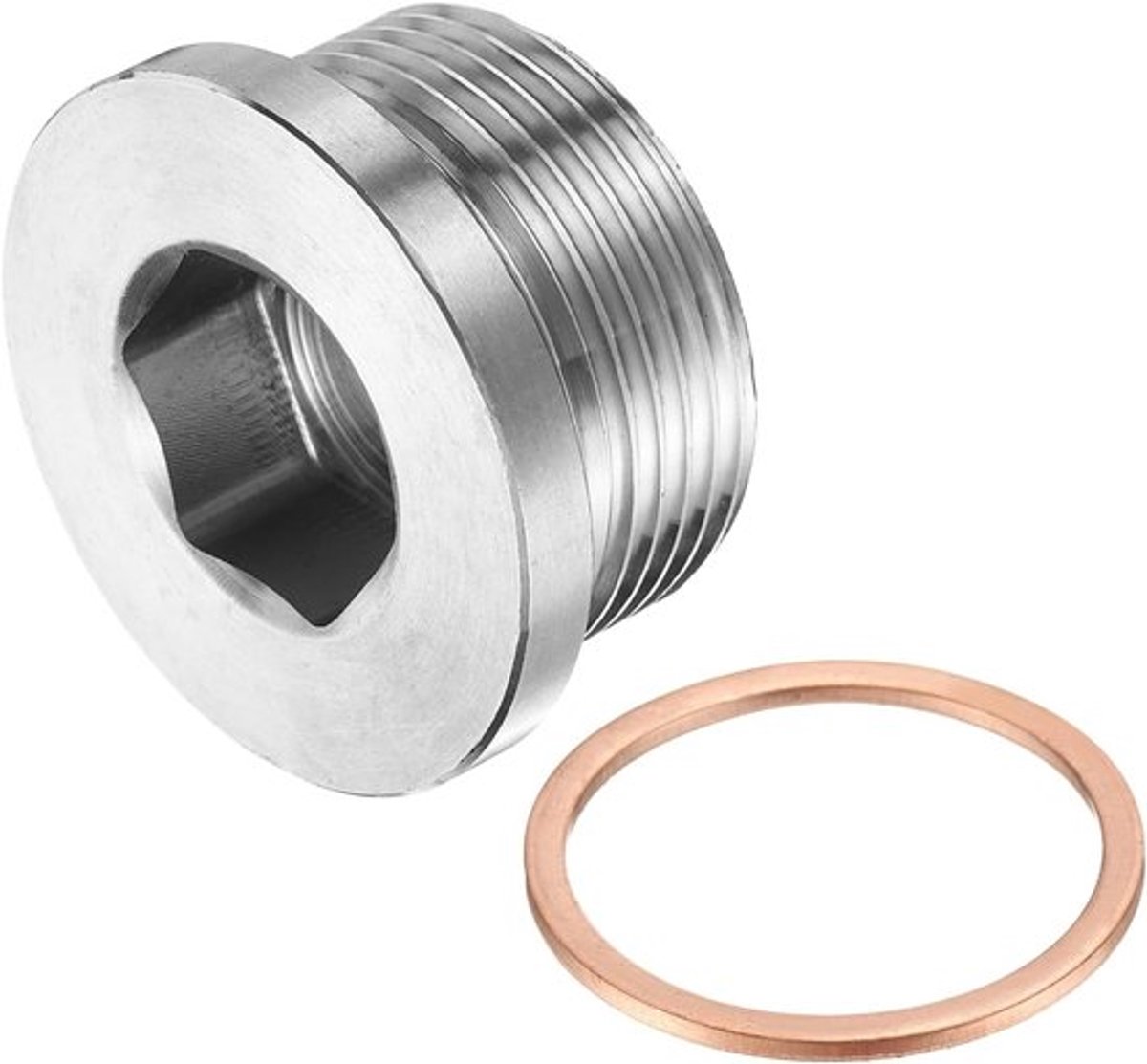 "1" BSP Pijp Plug Fitting, 304 RVS Interne Zeskantkop Socket Pijp Cap Adapter Connector met Afdichtwasmachine voor Olie, Gas en Watergebruik
