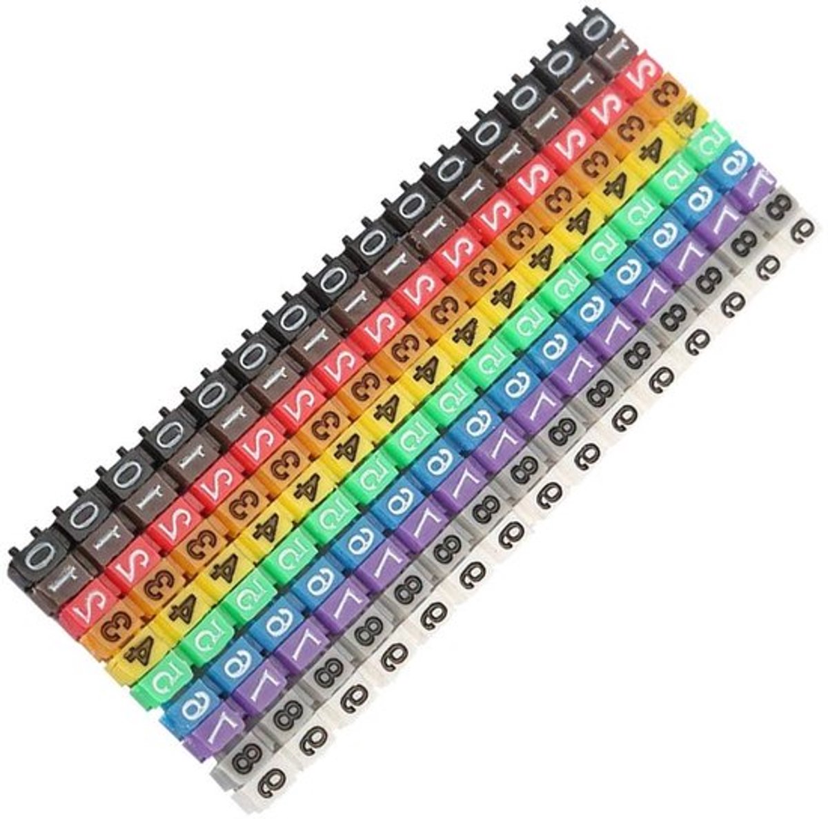 Kleurrijke 2.5 mm² kabelmarkering voor nummerbuisdraden - 100 stuks, inclusief 150 nummerlabels voor 1.5 vierkante mm - KCM-1.5mm.