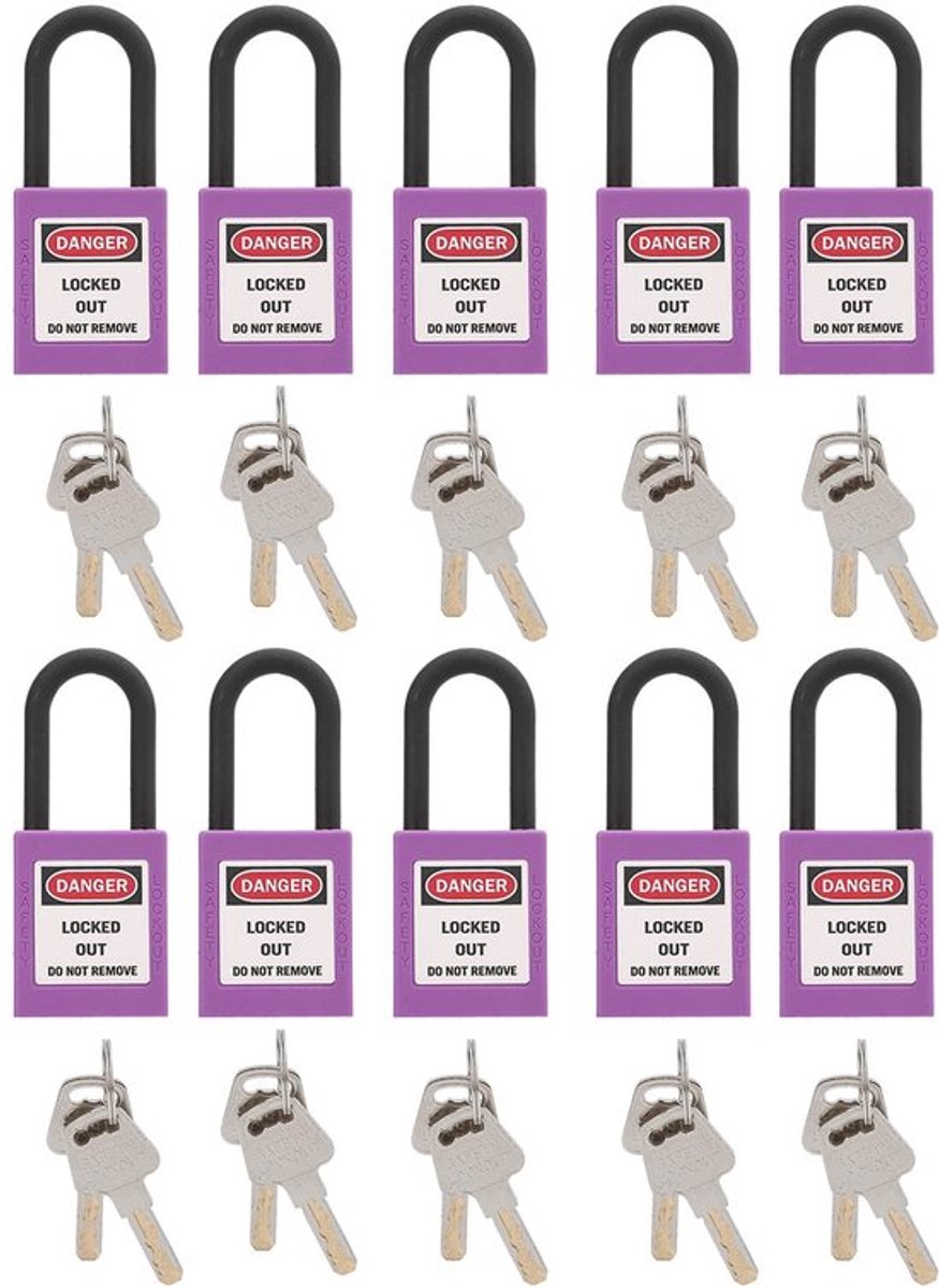 - Hangslot - Veiligheid - Geïsoleerd - Paars - Binnen en buiten - Vergrendelingstoepassingen - 38 mm - 1,5 inch - Cocoarm