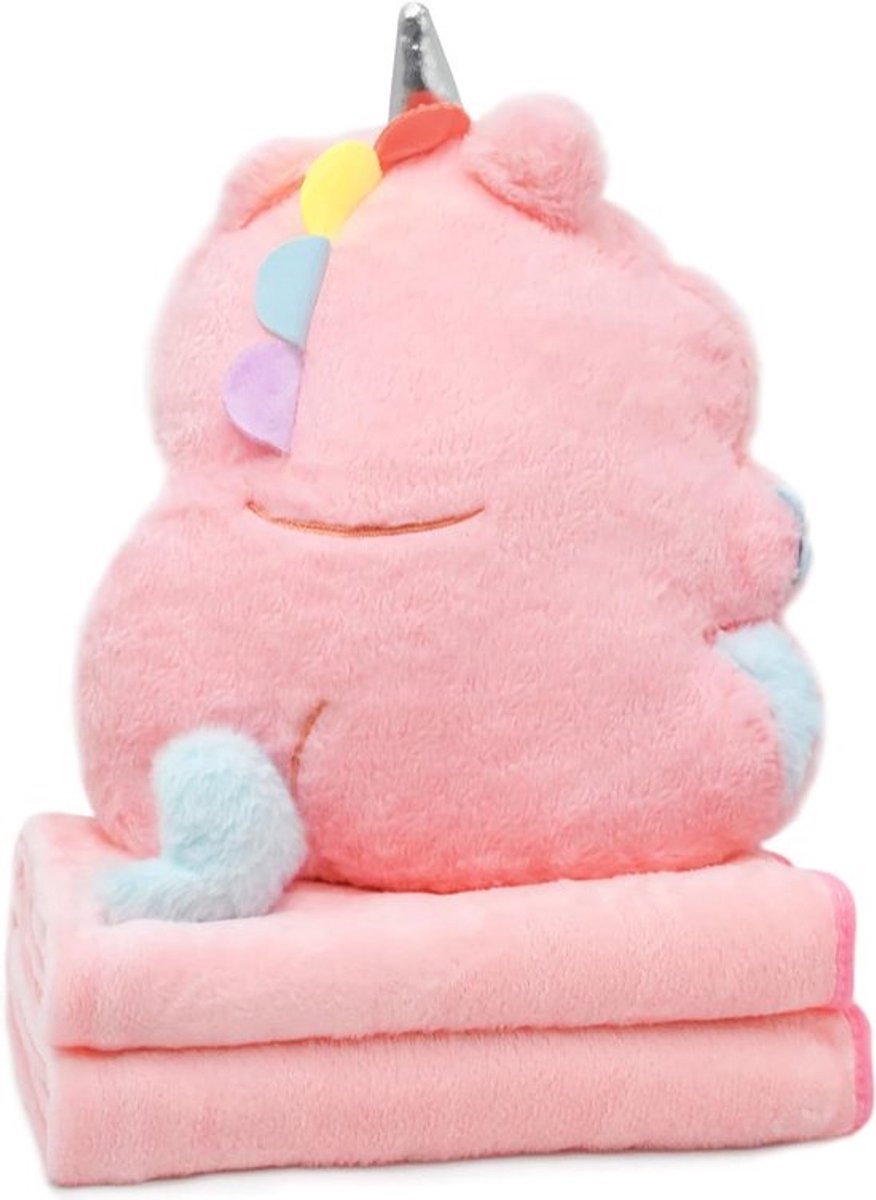 Reisdeken en Kussen Set 2-in-1 100 x 170 cm, Comfortabele Pluche Reisdeken voor Kinderen en Volwassenen, Perfect voor Nappen en Reizen