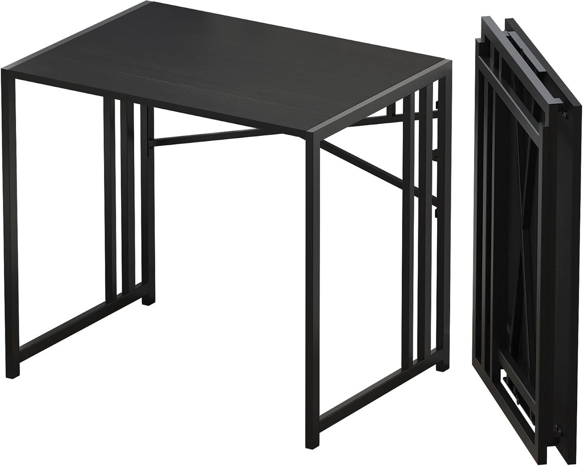 Klein opvouwbaar computerbureau 83 cm, bureaublad, zwart | Heavy Duty Schrijven Gaming Computer Bureau voor Kleine Ruimten, Geen Montage Vereist Bureau