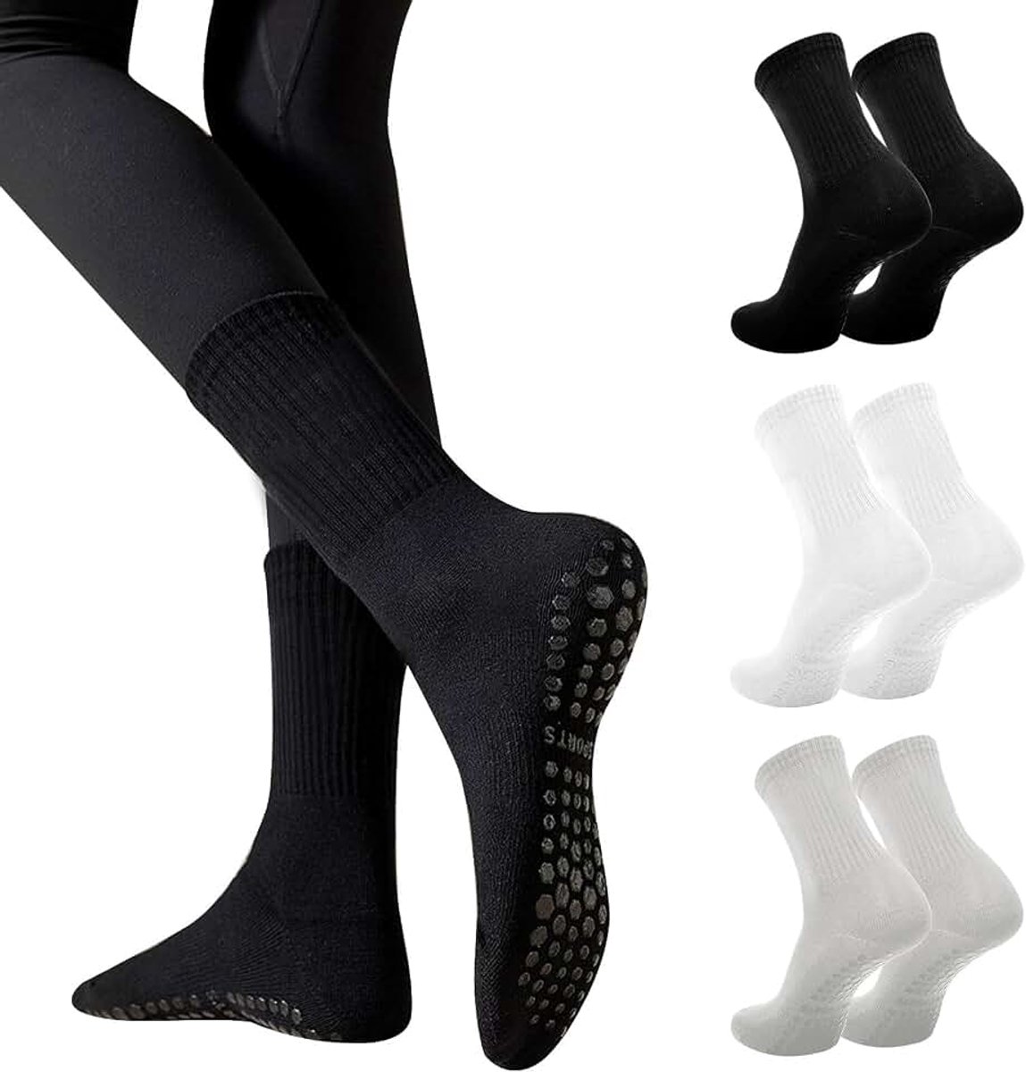 Sokken, voor dames, voor pilates, ballet, dans of trampoline, set van 3 stuks