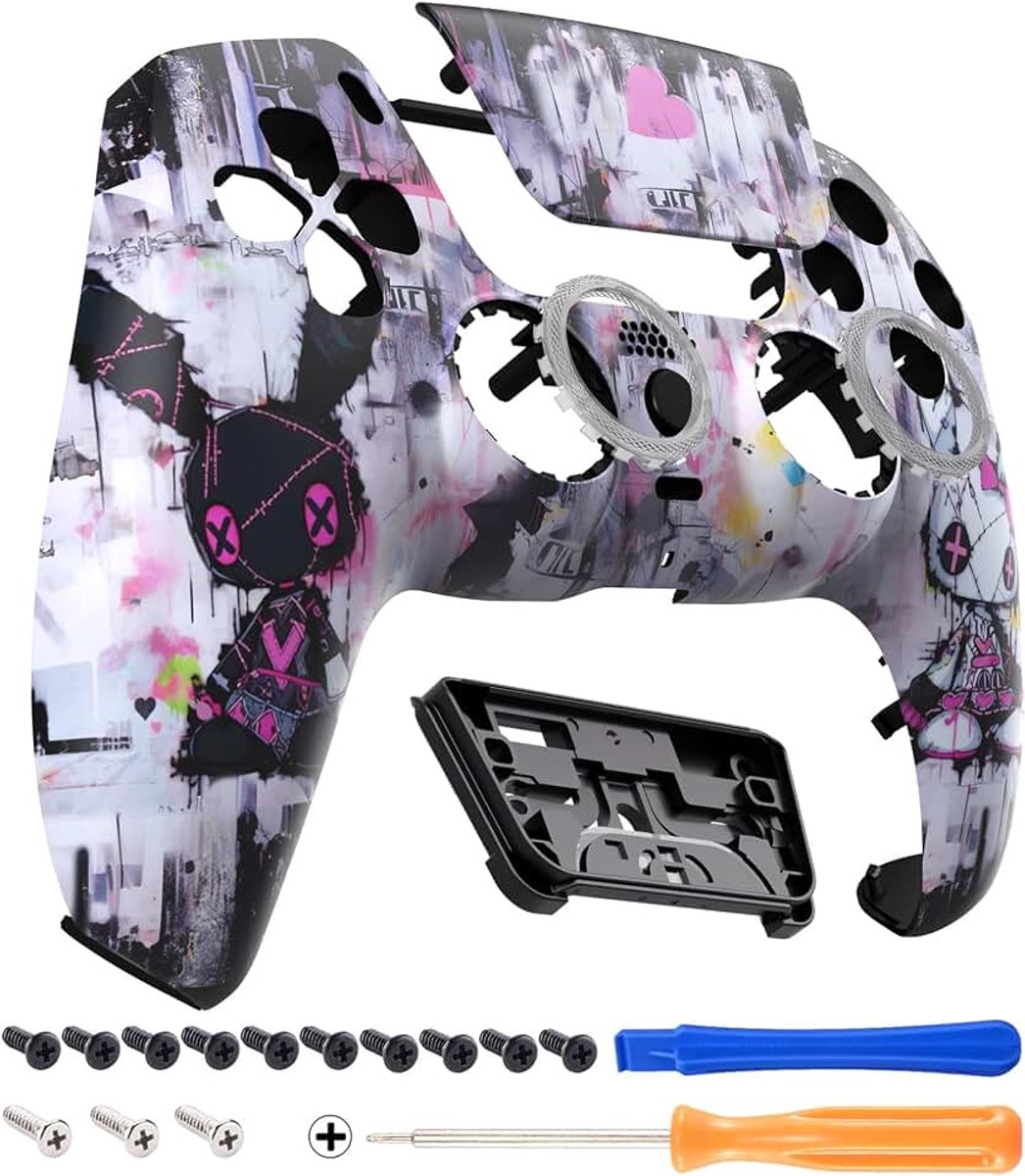 EXtremeRate LUNA Voorkant voor ps5 Controller BDM-010/020/030/040/050/060 | Vervanging Behuizing met Touchpad,Ringen Shell voor ps5 Controller,Lovely Punky Bunny
