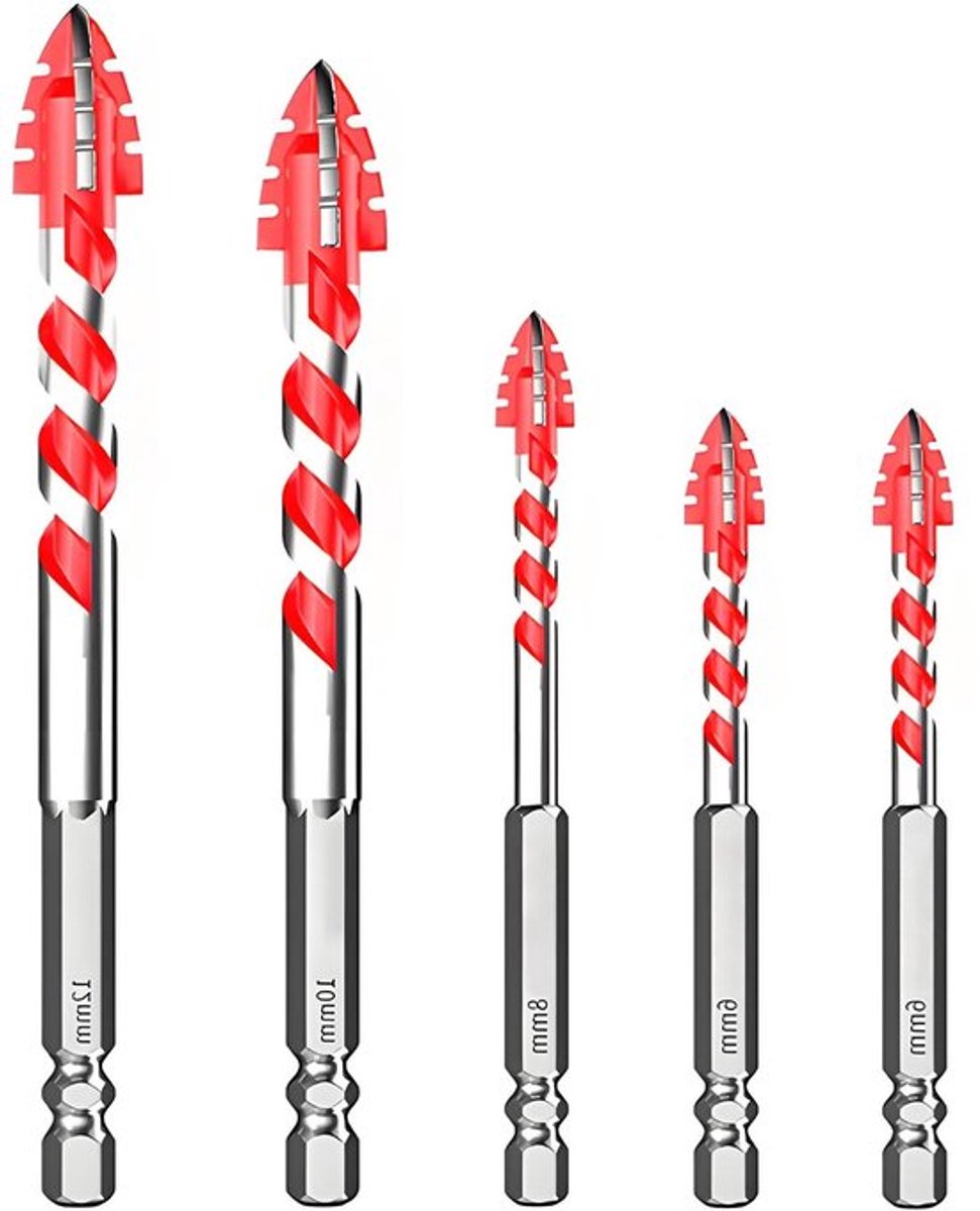 5-delige Boor Set voor Tegels, Keramiek, Glas, Porselein, Cement en Natuursteen (6, 6, 8, 10, 12mm) - Ideaal voor Klussen en Verbouwingen
