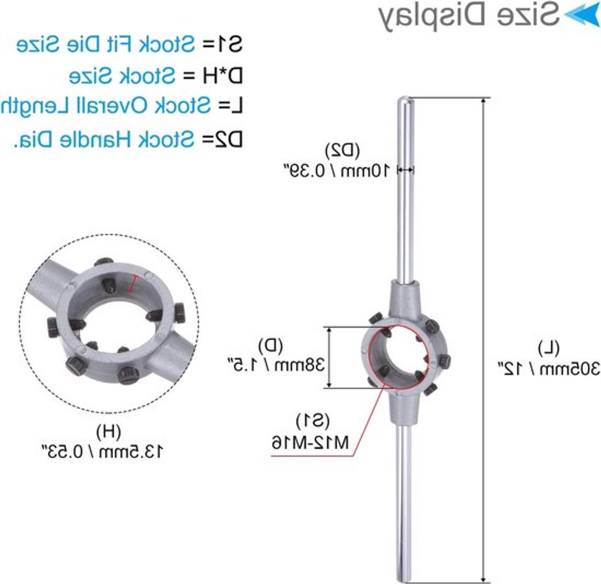Complete Set voor Draadbewerkingen met M16x2 Draadmatrijs en 38mm OD/M12-M16 Draadmoersleutel - Ideaal voor Reparatie en Verbetering van Draadverbindingen