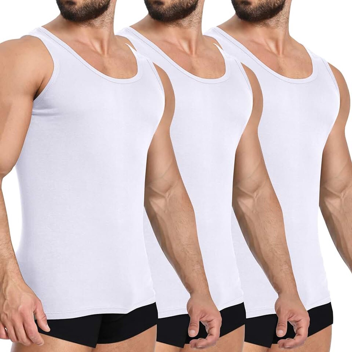 Tanktop voor heren 3 stuks Naadloos Onderhemd 100% Katoen Ademend Comfortabel Mouwloos