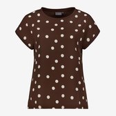 TwoDay dames T-shirt met stippen bruin wit - Maat 3XL