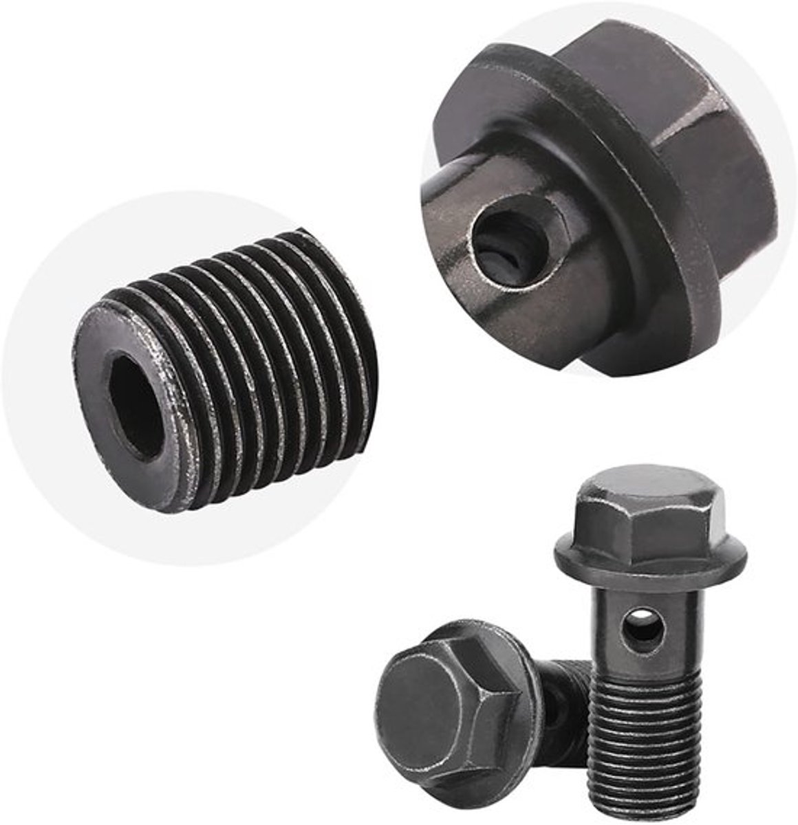 - Remschroef - Motorfiets - Roestvrij - M10 x 1.25 - M10 x 1.0 - Set van 5 - Geschikt voor remklauw hoofdremcilinder - Zilverkleurig
