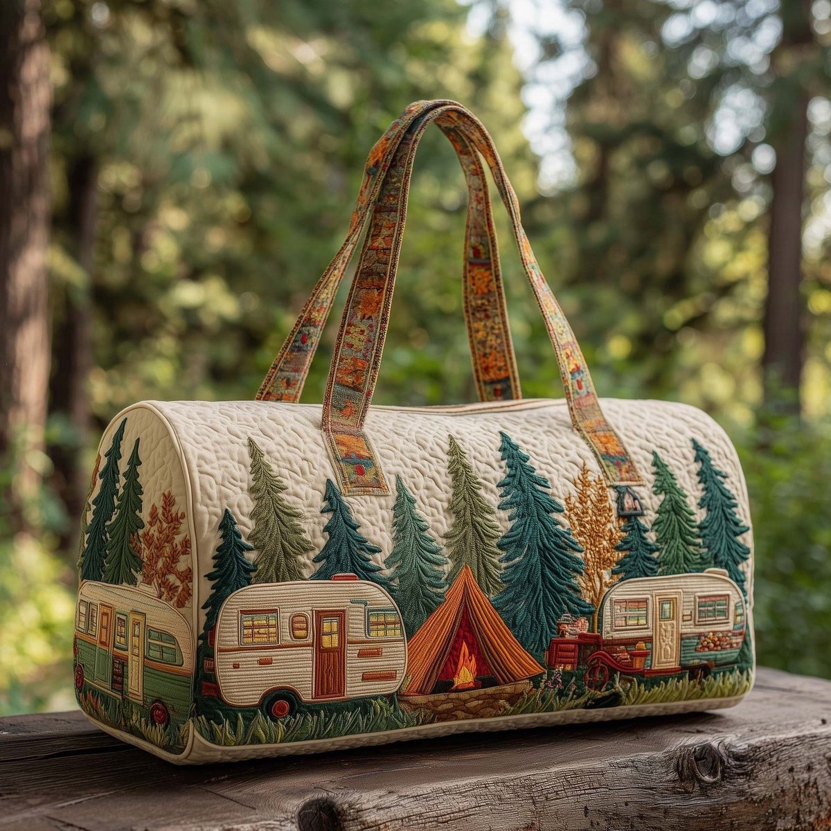 Textielen tas, retro bloemenprint in 3D-stijl, boho-stijl voor reizen en sport, meerkleurig, groot (18 x 9 x 9 inch)，142 modellen