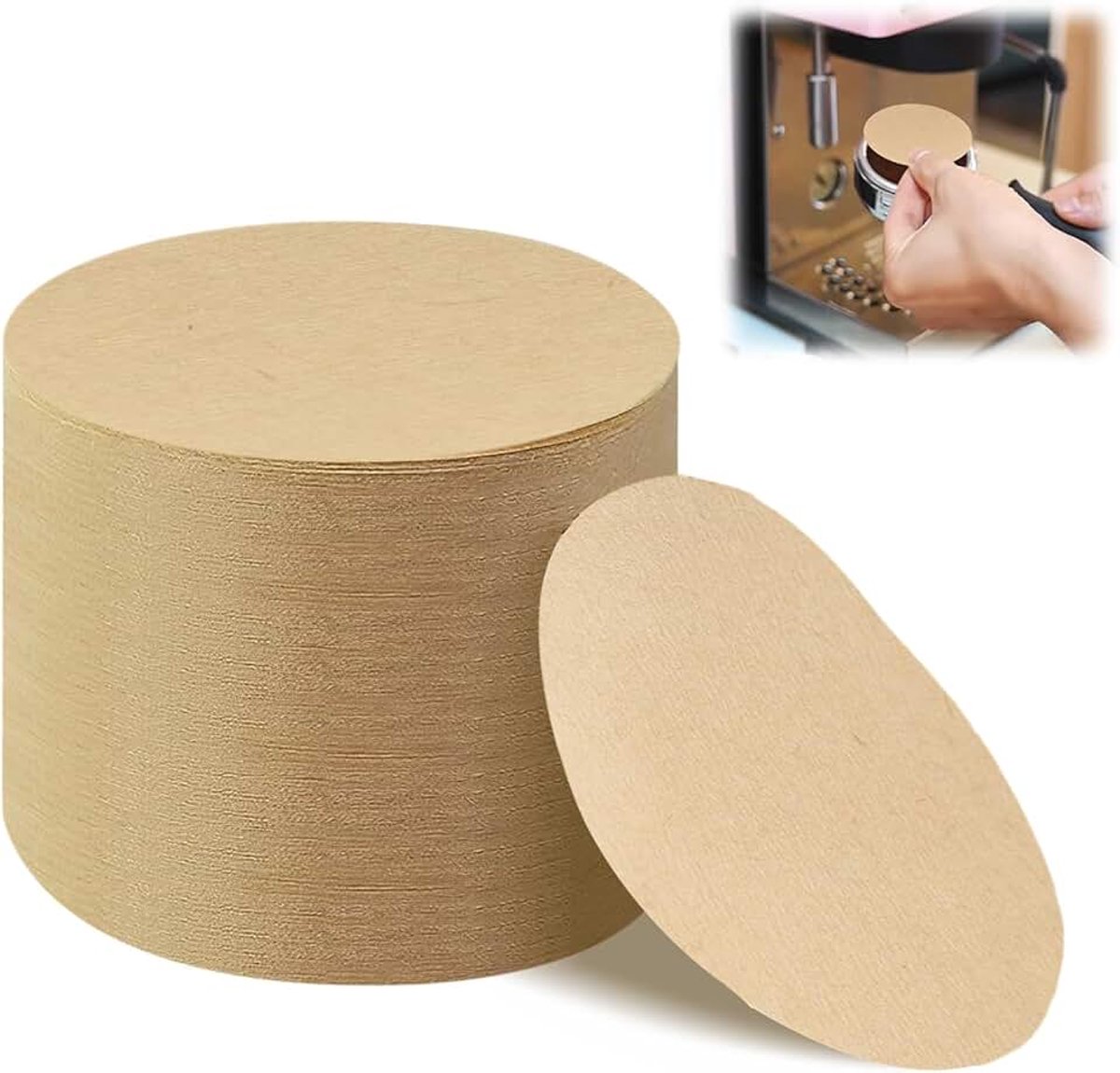 200 stuks ronde koffiefilterpapier 60mm huishoudelijke koffiefilterpapier reserve papierfilterverpakkingen wegwerp koffiepapierfilter rond met mokakan/espressomachine/koudkookkoffiekan reserve
