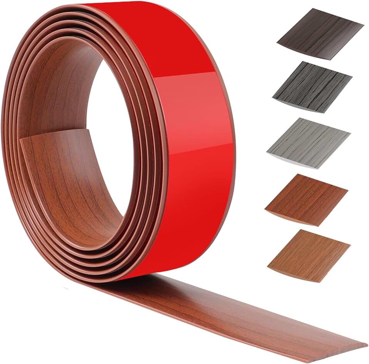 Drempelstrip, pvc-zelfklevende deurdrempel, drempelovergangsstangen voor keuken, woonkamer, voor het verbinden van uitsparingen van vloer, tegels of tapijt (walnoot)