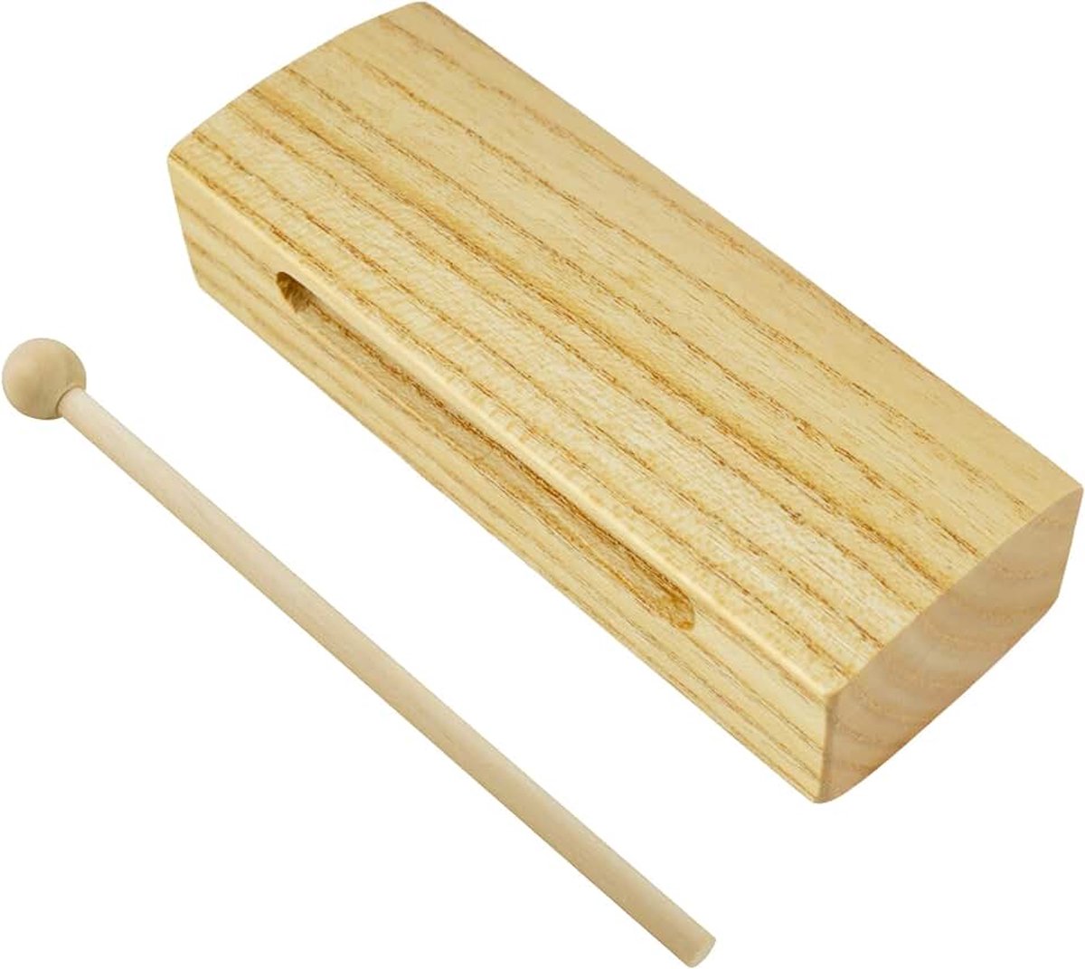 Houten blok met houten klopper, enkele toon, percussieritmeblok