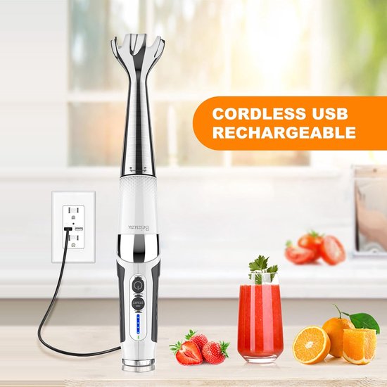 Draadloze Staafmixer - Keukenmixer - Eten Bereiden - 21 Snelheden - 700 ml - Wit — afbeelding 4