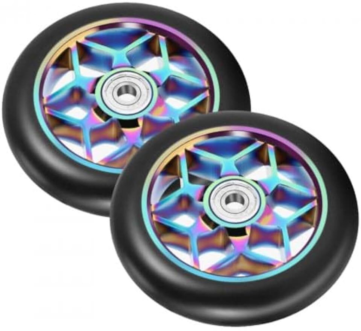 Vervangende scooterwielen, 110 mm scooterwielen met ABEC 9 lagers, voor de meeste kick scooters en stunt scooters (Kleurrijk)