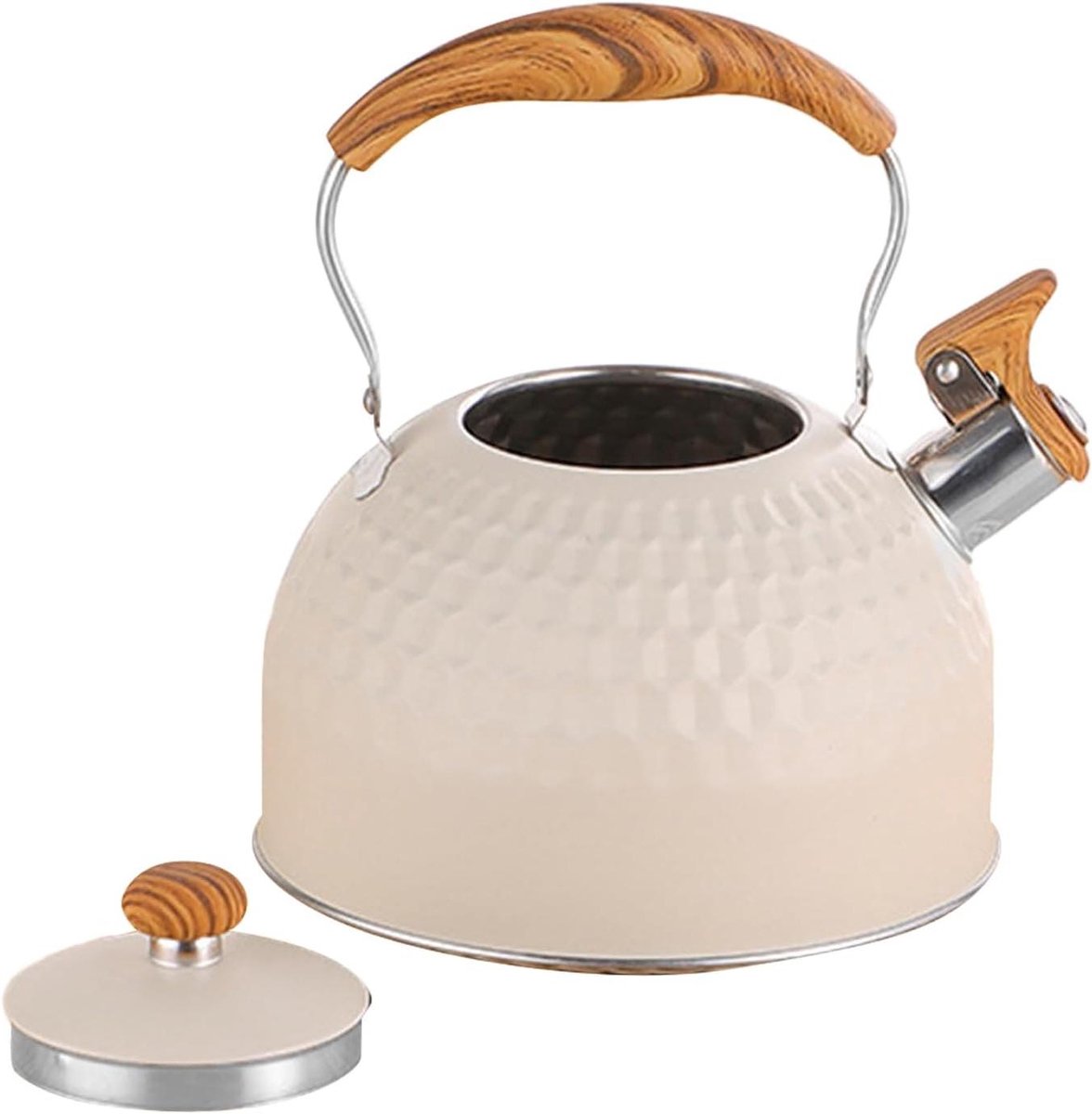 Fornuis Waterkoker - Fluitketel - Water Koken - Snelle Warmteoverdracht - 2.5 Liter - Wit