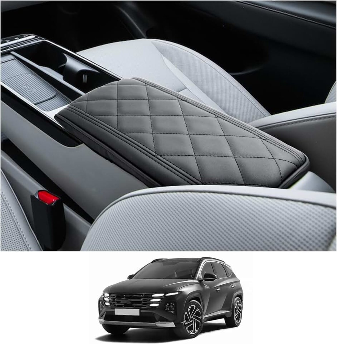 Compatibel met Hyundai Tucson NX4 2025 2026 Facelift middenarmsteun armleuning deksel bescherming middenconsole kunstlederen armsteun box cover auto Tucson 2025 accessoire