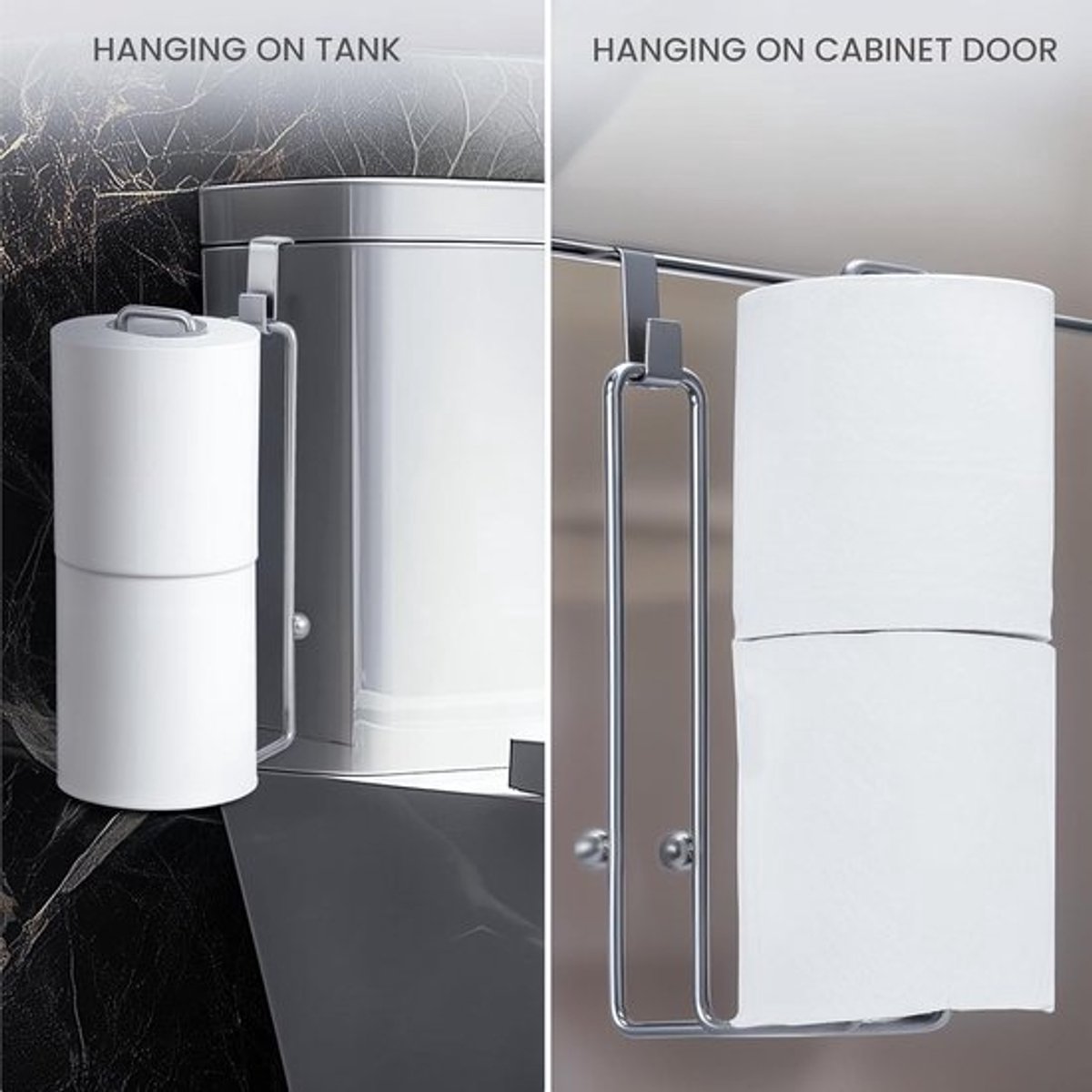 Toiletrolhouder - Toiletpapierhouder - Zonder boren - Toiletreservoir - Geschikt voor badkamer - RVS - 2x hangende toiletrolhouders - Wc rolhouder set - Toiletrolhouder zonder boren - Toiletreservoir wc rol houder.