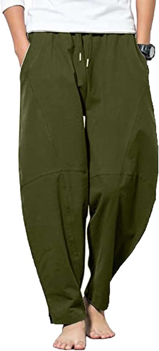 Katoenen vrijetijdsbroek voor heren, zomerbroek met zakken, elastische tailleband