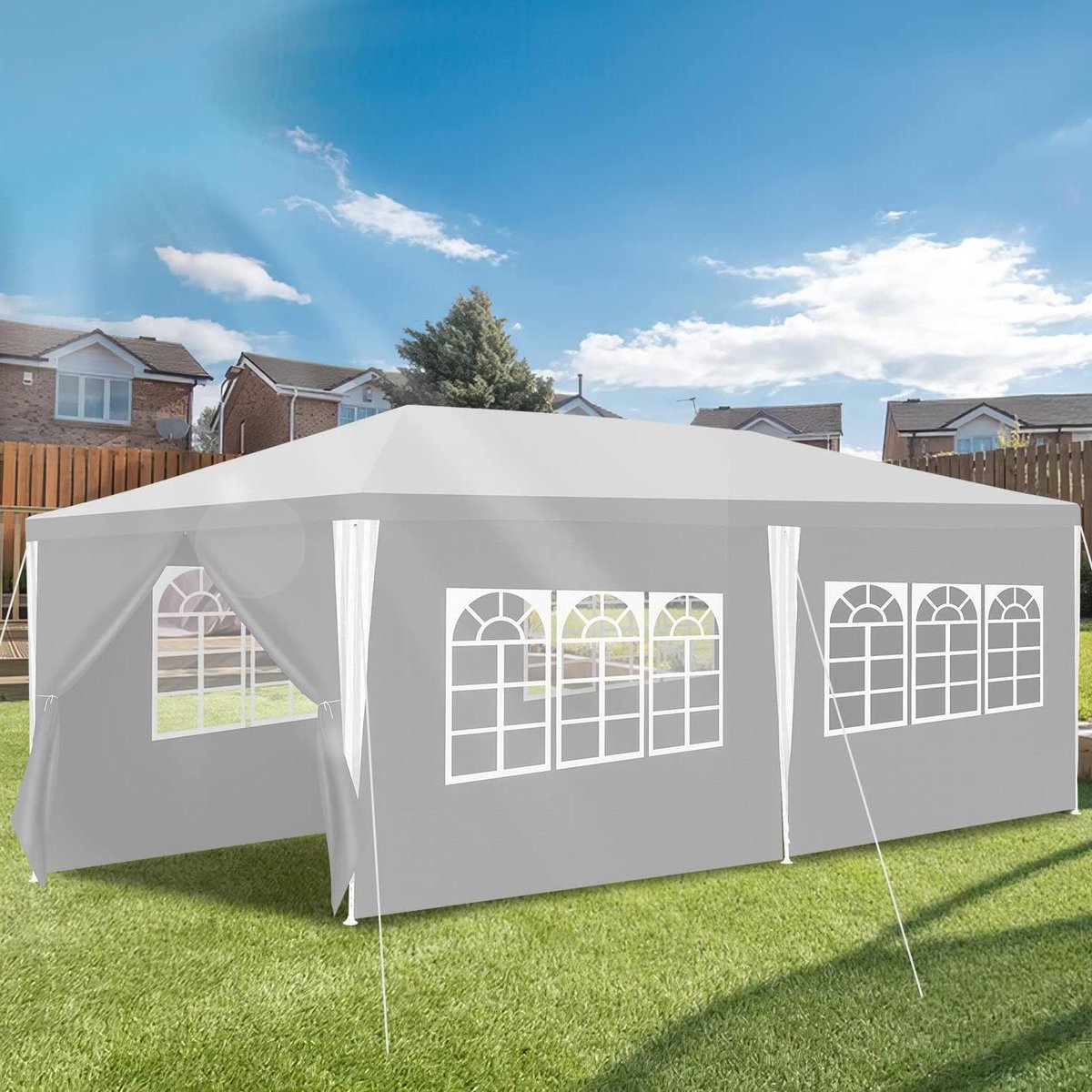 Partytent - Tuintent Paviljoen - Feestelijke Bijeenkomsten - Waterdicht UV-beschermd - 3 x 6 Meter - Wit