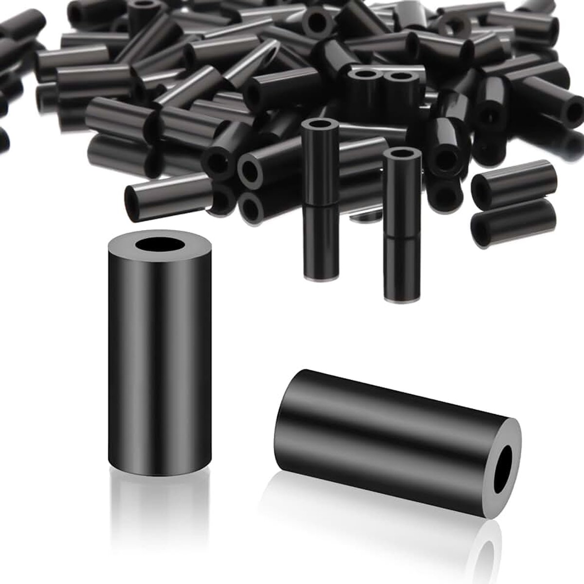 100 stuks ronde afstandhouders, nylon sluitringen, M3-7 x 15 mm, ABS, afstandshulzen, kunststof, zwart, afstandhouders, wandisolatie, sluitringen zonder schroefdraad, afstandhulzen voor