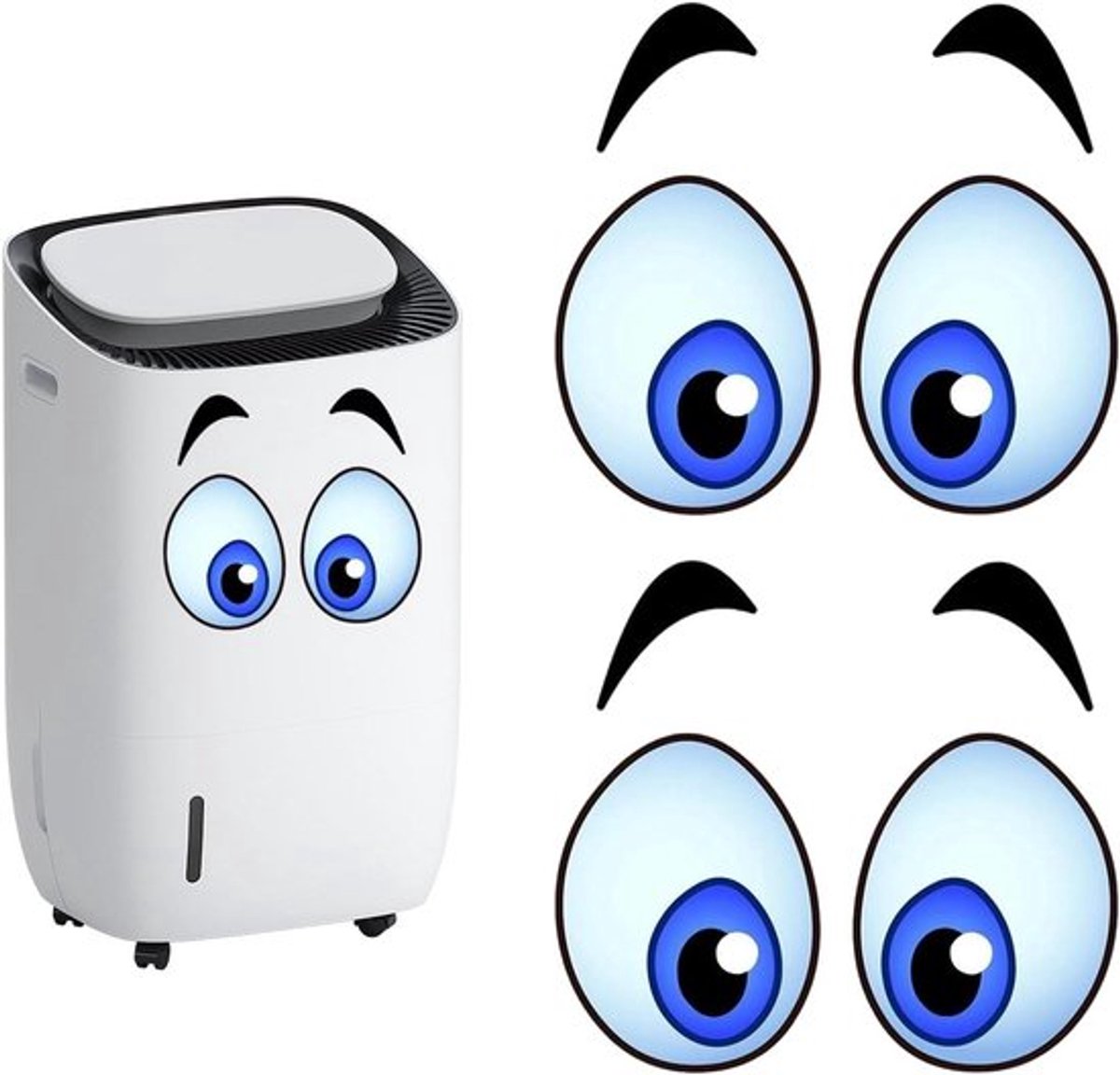 Set van 2 waterbestendige decoratieve stickers voor robotmaaiers en stofzuigers met leuke designs