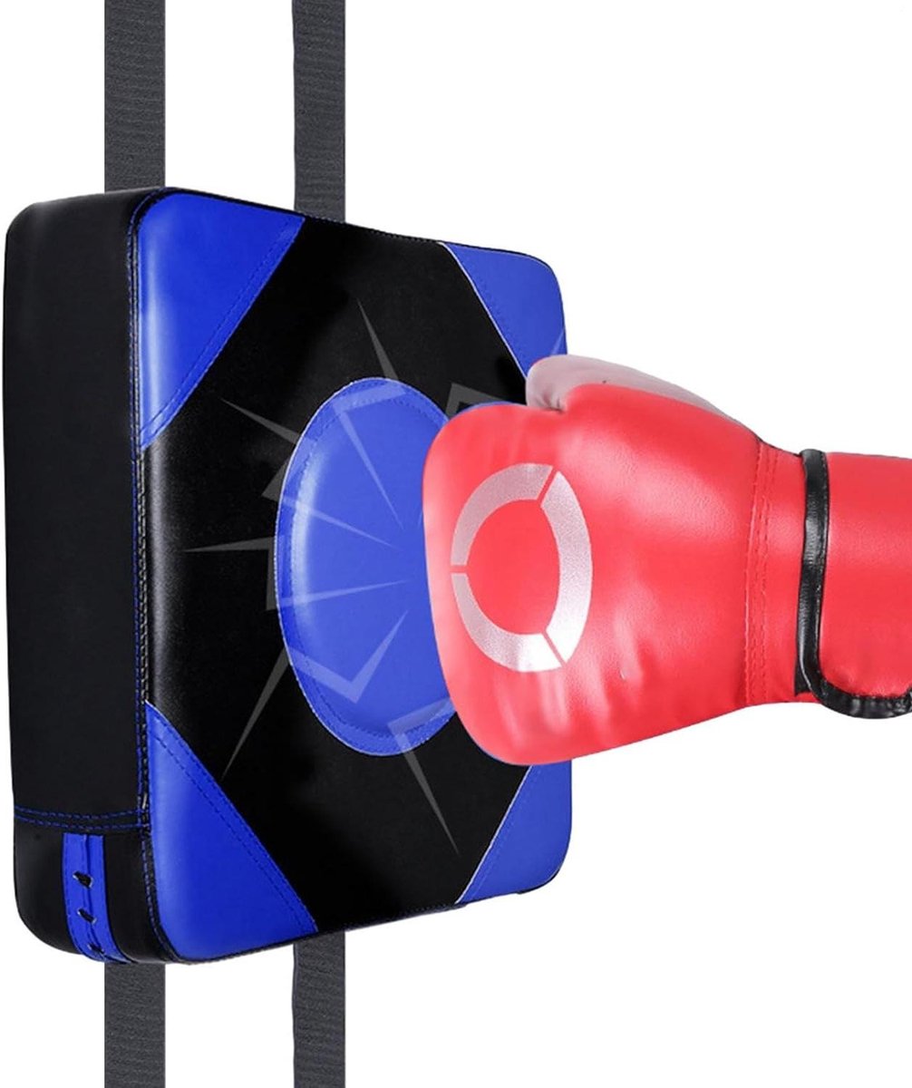 Boksdoel Volwassenen - Bokskussen Muur - Cardiotraining Thuis - Hoogte Verstelbaar - 30 cm - Blauw