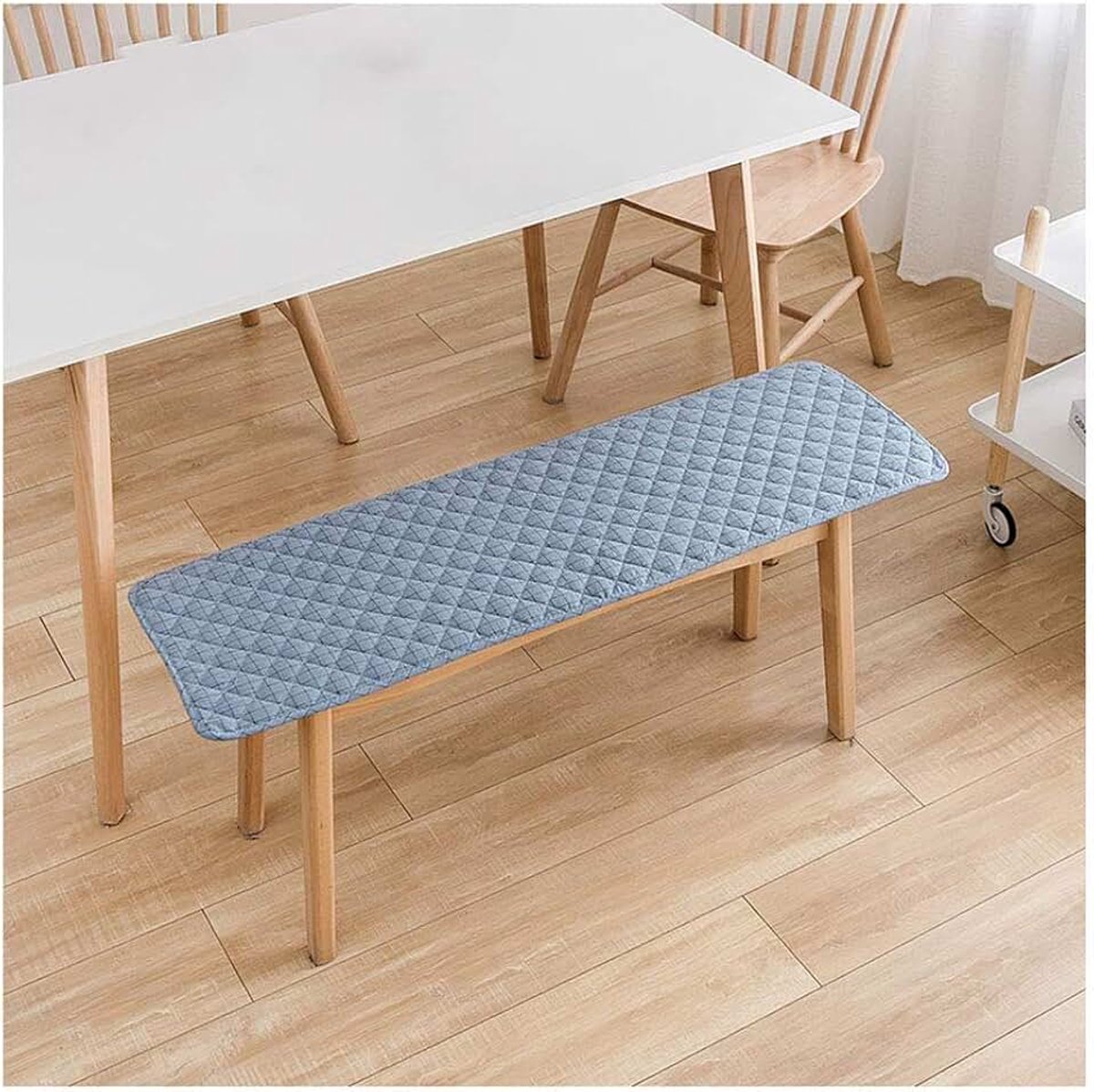 Wangk Bank Zitkussen, effen kleur moderne rechthoek dikke antislip zacht bankkussen geschikt voor binnen buiten tuin bank patio pad rechthoek bank kussen-blauw 100 × 30 cm (39 × 12in)