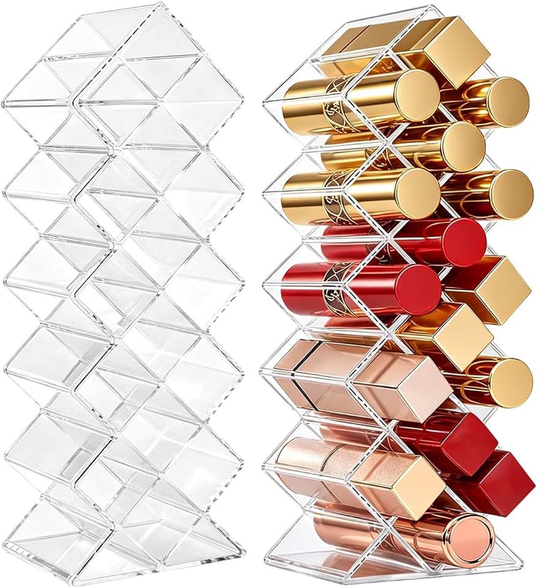 Box met 16 vakken, acryl lippenstifthouder, lippenstiftorganizer, voor lipgloss, badkamer, make-uptafel, opslag