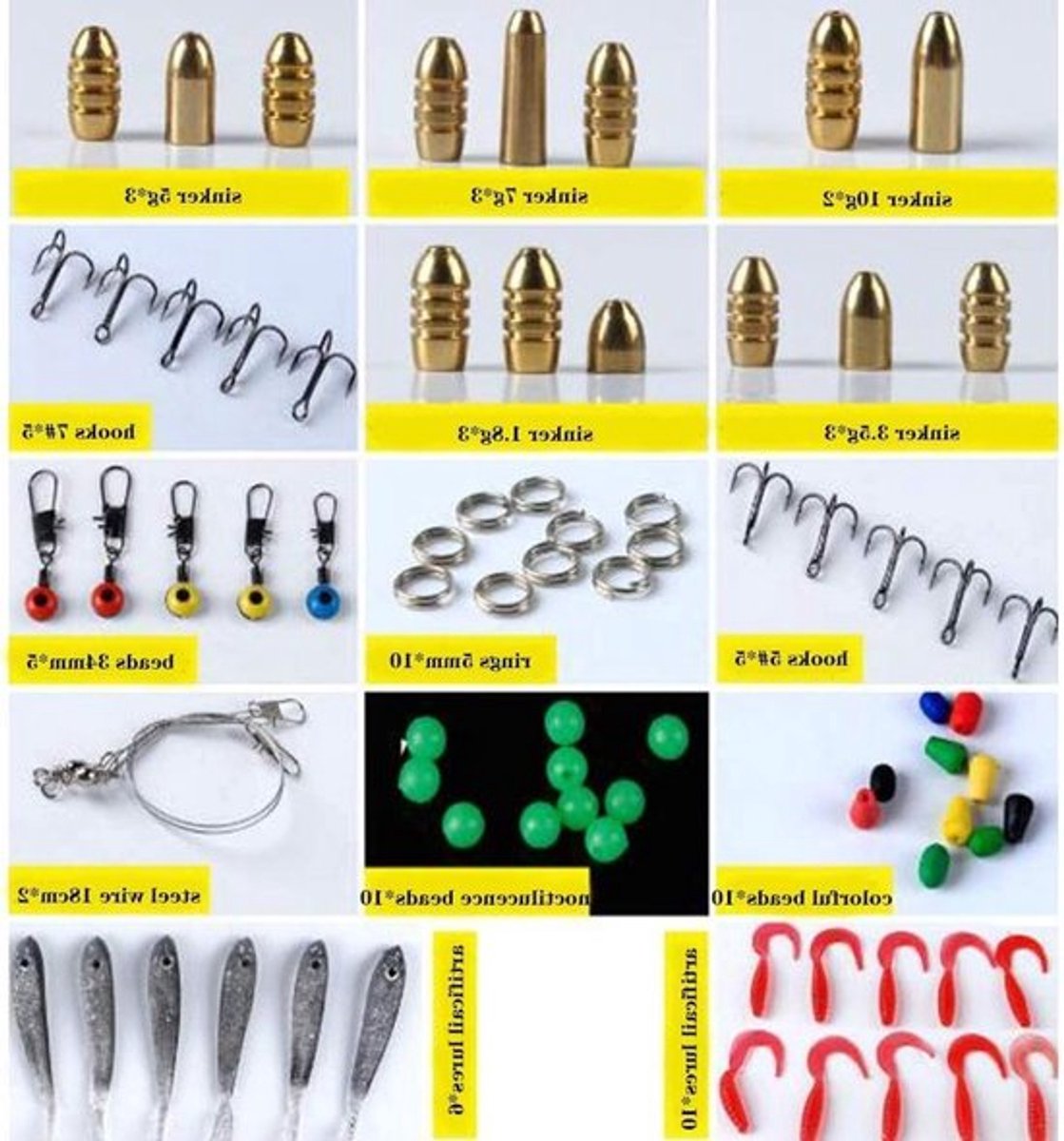 Complete 138-delige Visaccessoires Kit met Jig Haken, Ballenvormige Gewichten en Diverse Zwivel Snapjes voor Effectief Vissen
