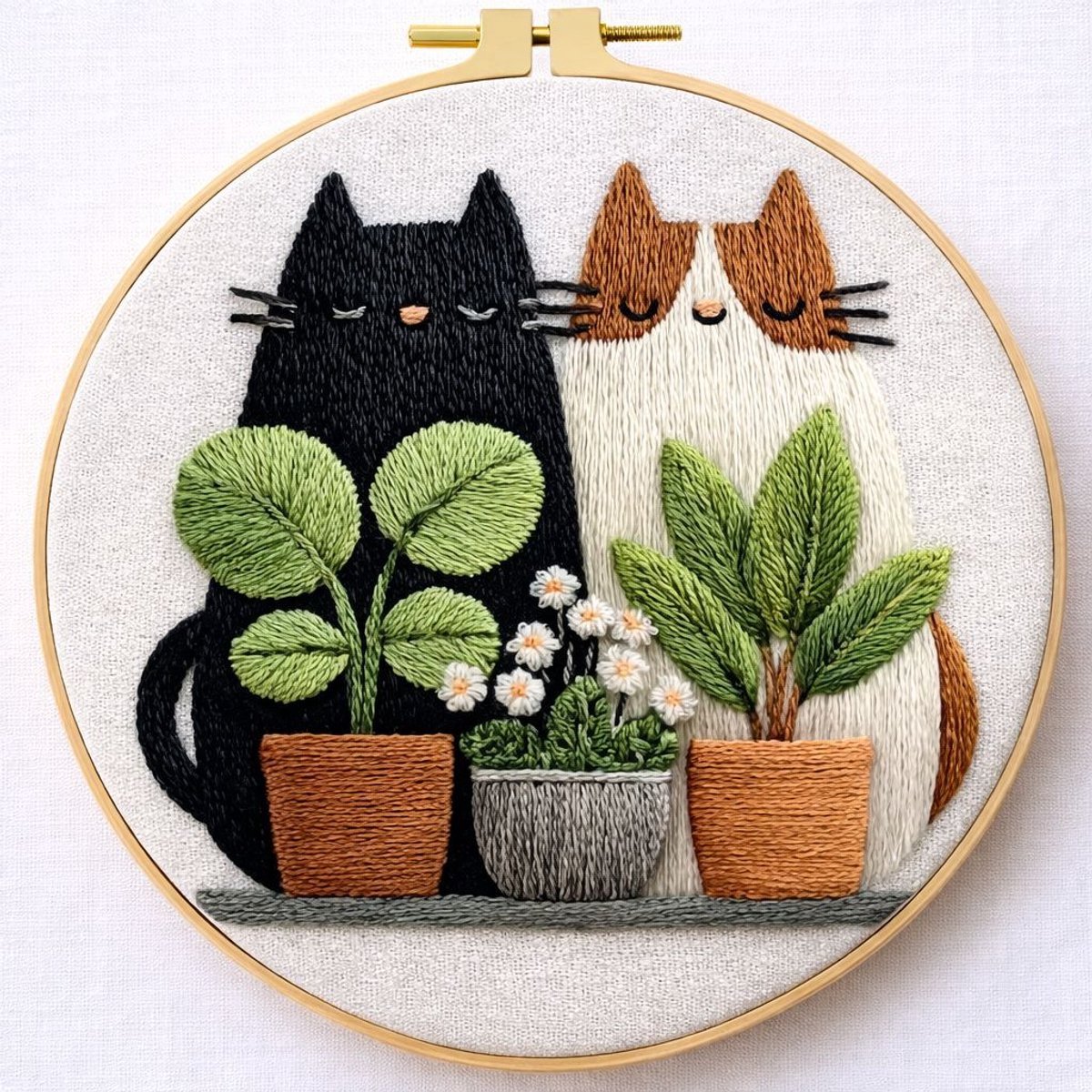 Casalora Borduurpakket Totoro plantenpot – DIY Borduurset voor Beginners en Volwassenen – Totoro plantenpot Borduren met Borduurring, Voorgedrukt Borduurstof en Accessoires – Handwerk Borduur Kit