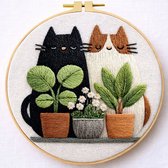 Casalora Borduurpakket Totoro plantenpot – DIY Borduurset voor Beginners en Volwassenen – Totoro plantenpot Borduren met Borduurring, Voorgedrukt Borduurstof en Accessoires – Handwerk Borduur Kit