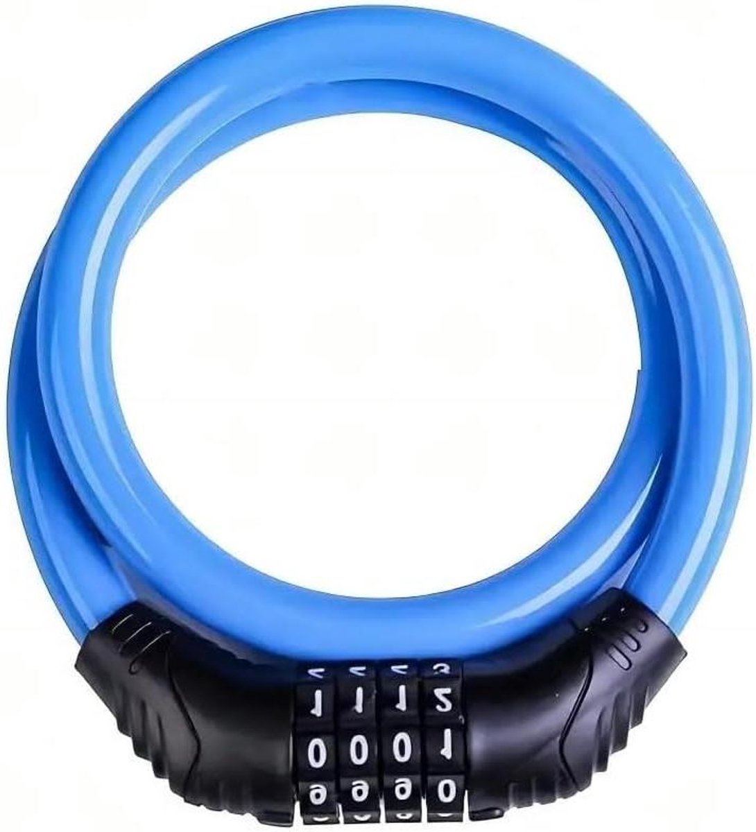 Fietsslot Kabel - Ketting slot - Fietsbeveiliging - 4-cijferige combinatie - 10 mm dikte - Blauw