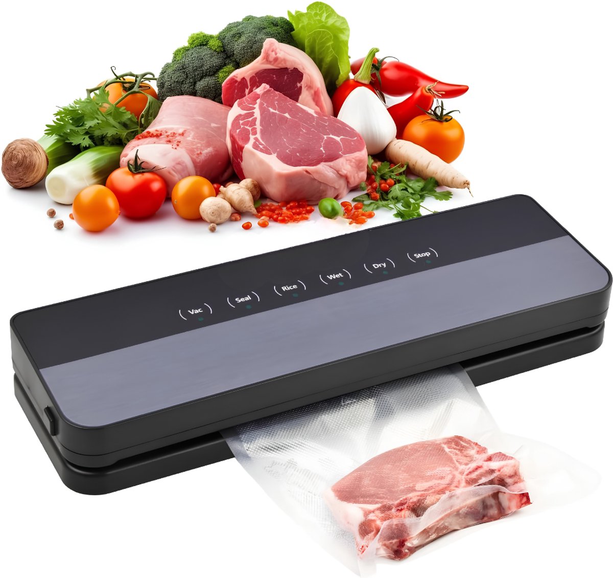 LNMsolutions® Vacumeermachine - Vacuummachines - Vacuüm Sealer - Zwart - 35cm x 11cm x 5cm