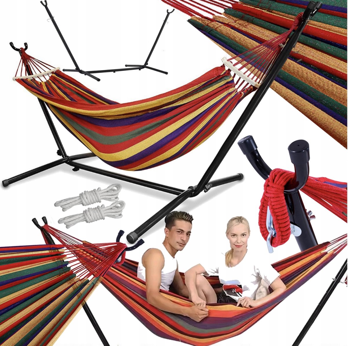 XXL Tuin Hangmat met Standaard - 150kg Draagkracht - Comfortabel & Stabiel