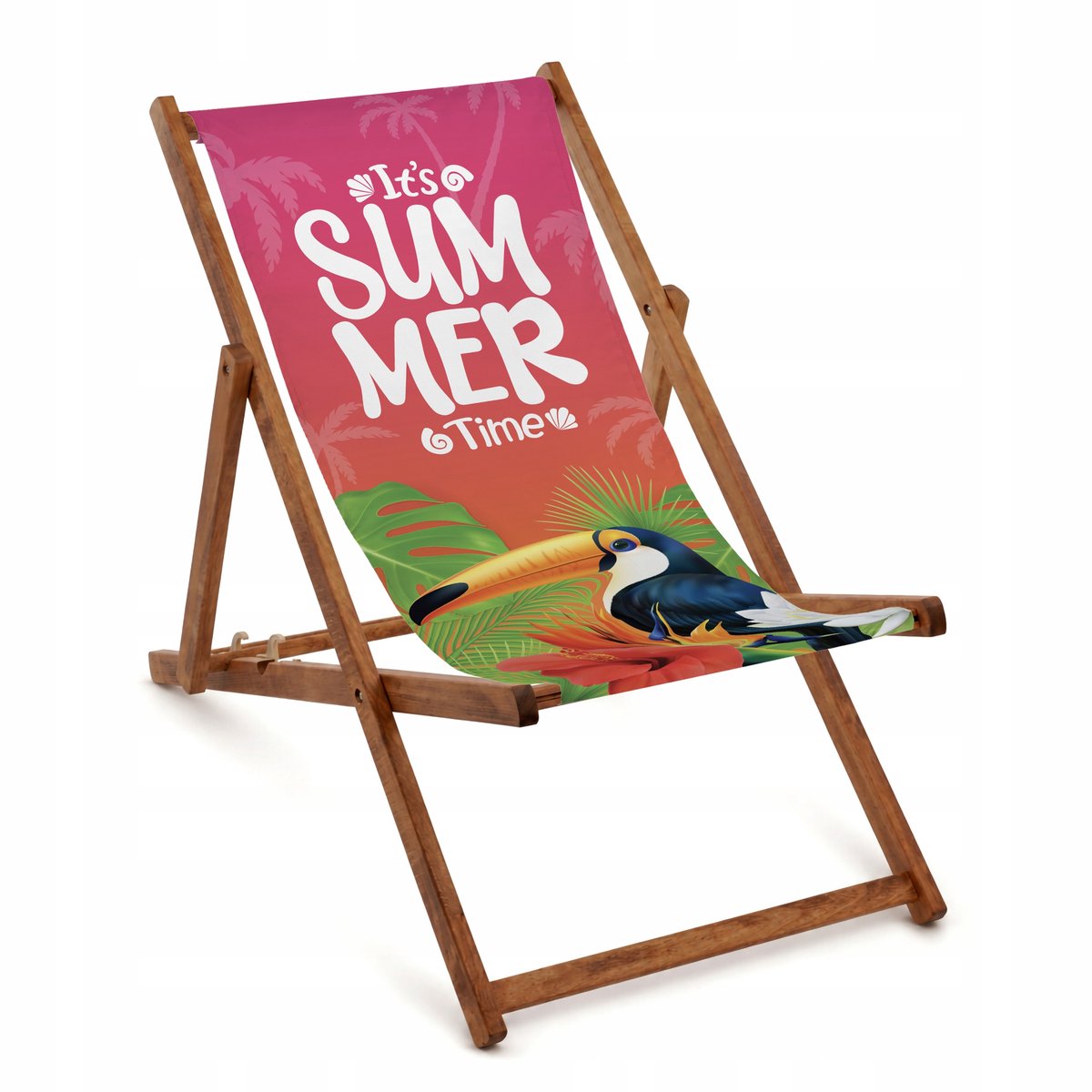 Premium Houten Ligstoel - Zomerse Sfeer, Opvouwbaar & Comfortabel
