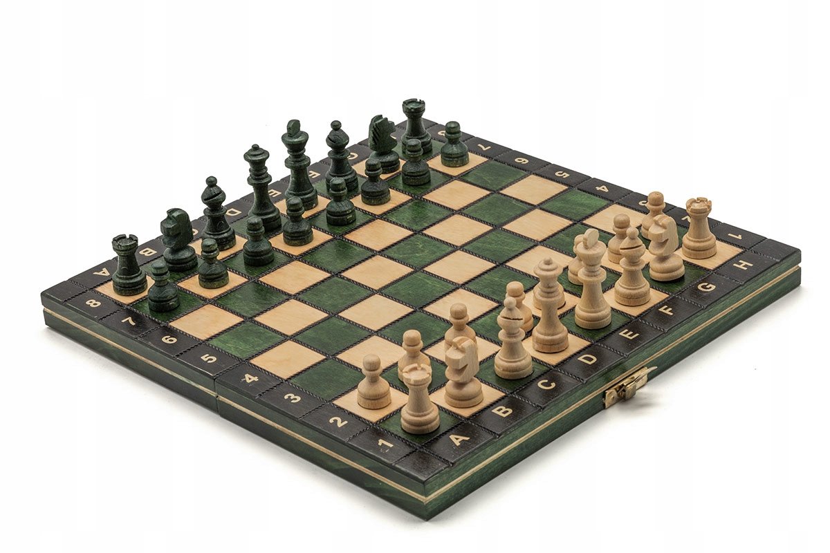 Magnetische Houten Schaakset Groen - Draagbaar & Duurzaam