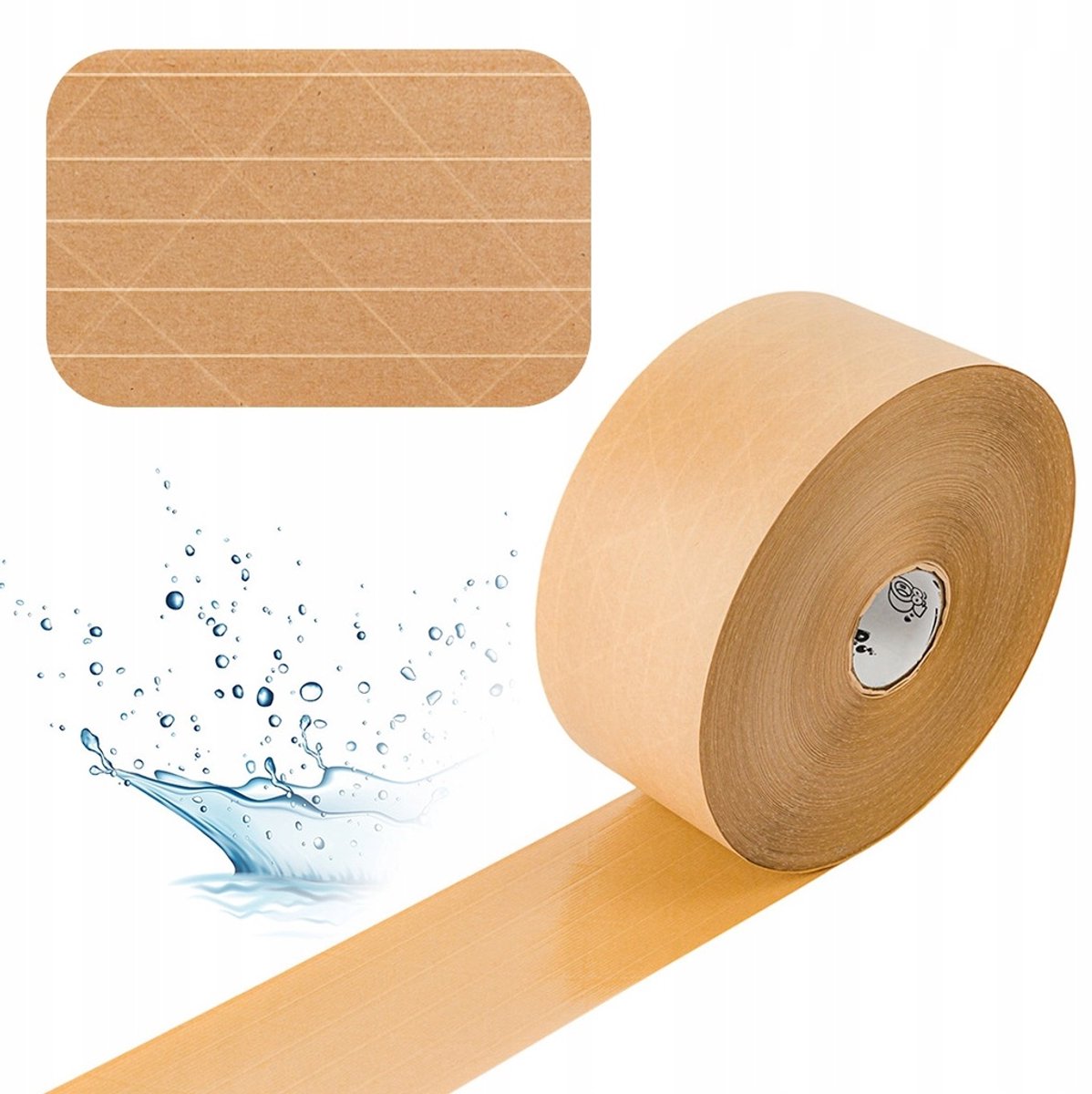 Versterkte papieren verpakkingstape Bublaki 70 mm x 137 m - watergeactiveerd