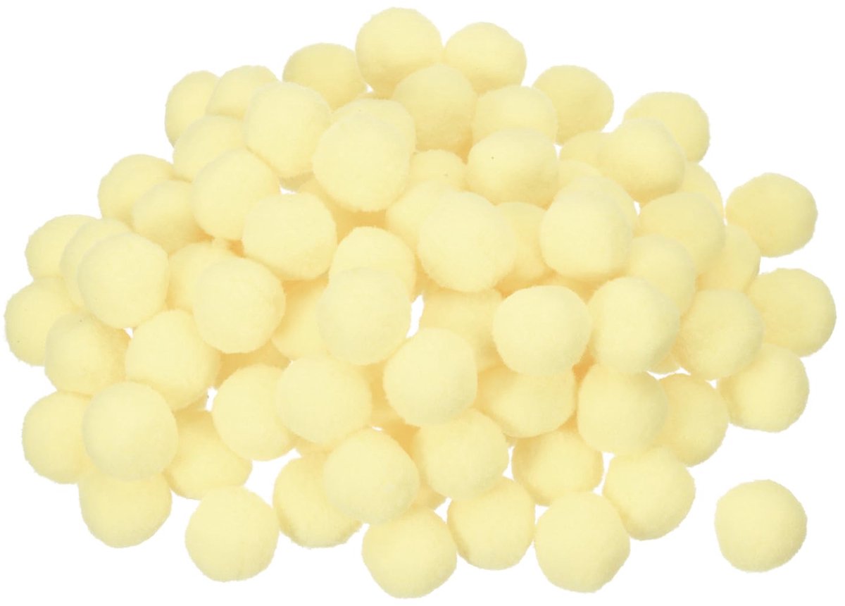 Viltballen van vilt, 3 cm, 30 mm, crèmegeel voor doe-het-zelfprojecten, verpakking van 100 stuks