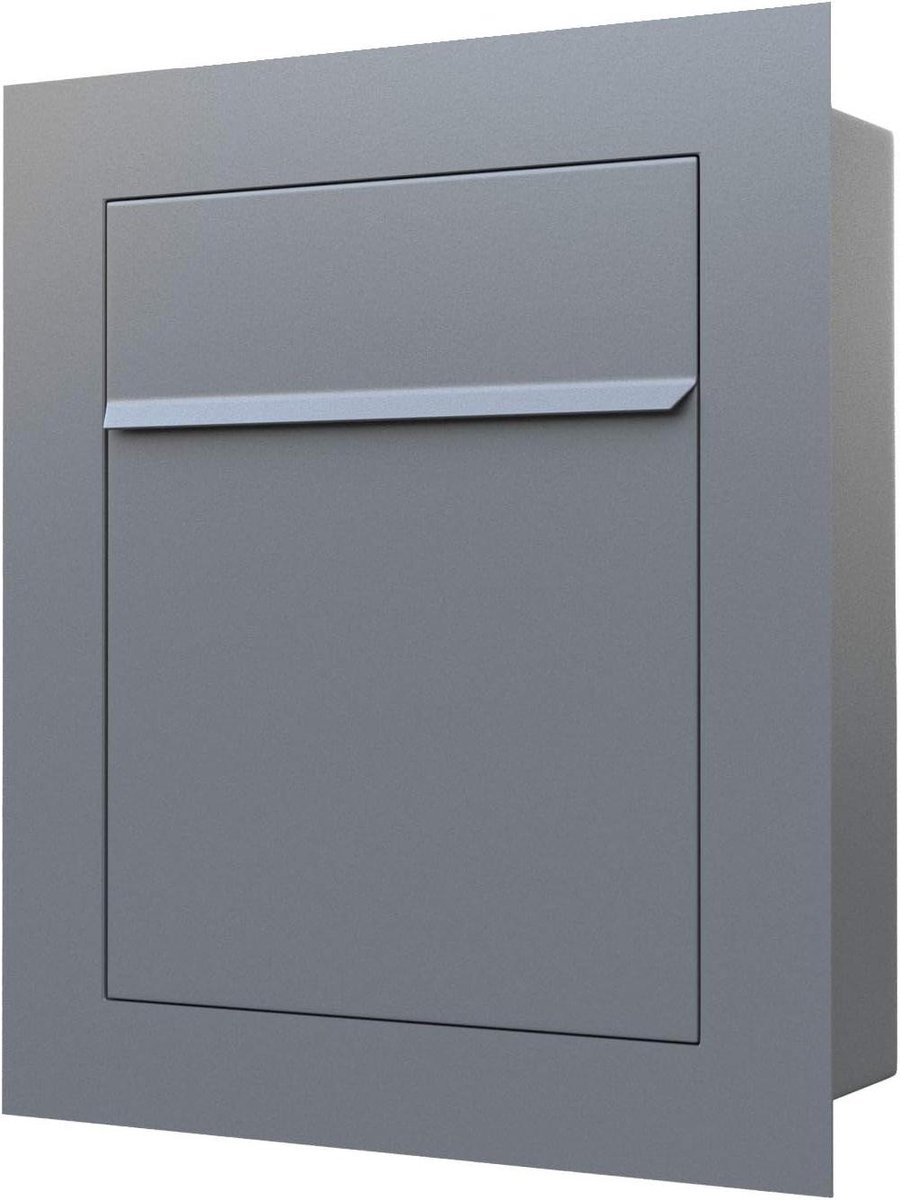 Inbouwbrievenbus - Wandbrievenbus brievenbak - Post ontvangen - Gepoedercoat staal - 40x46x15.5 cm - Grijs metallic