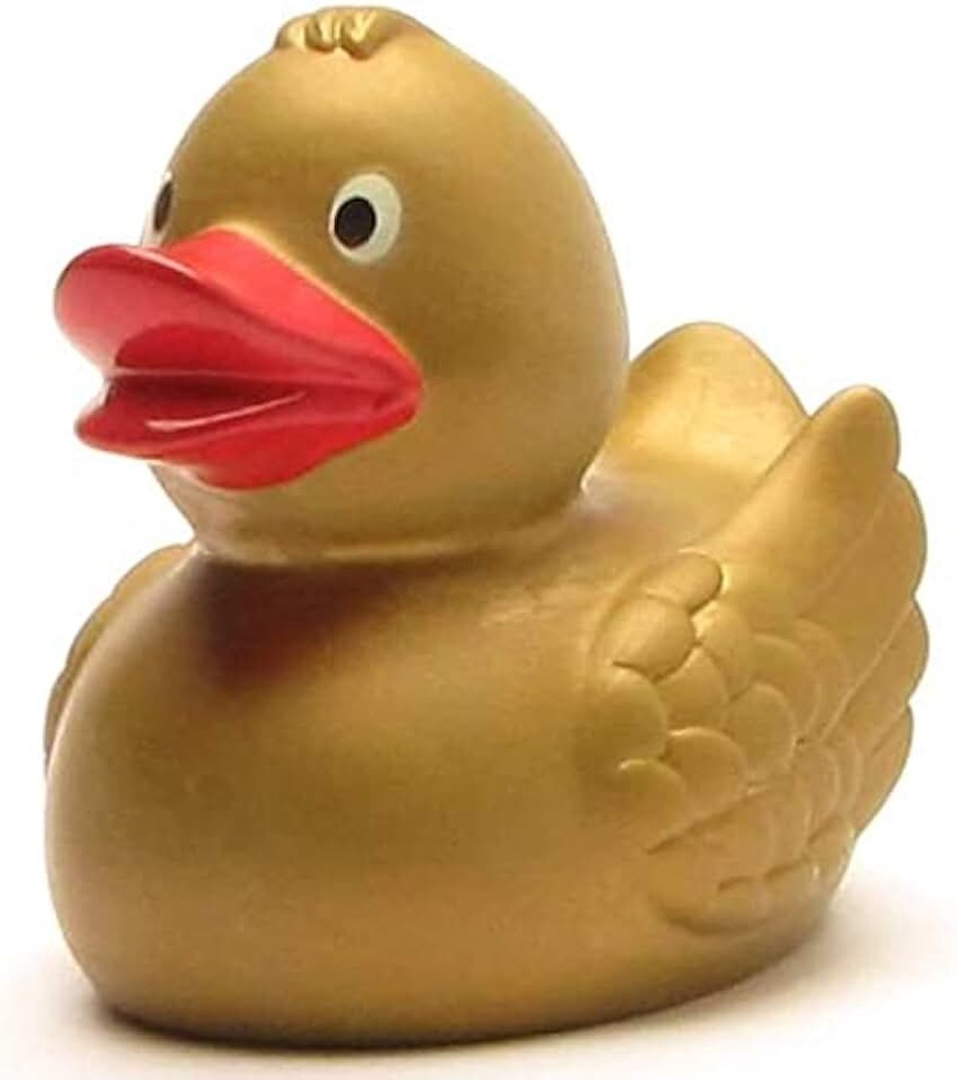 I Gouden Badeend I Kwetterende Eend I L: 8 cm I Kwetterende Eendje I Cadeau voor mensen die al alles hebben I Present voor verzamelaars