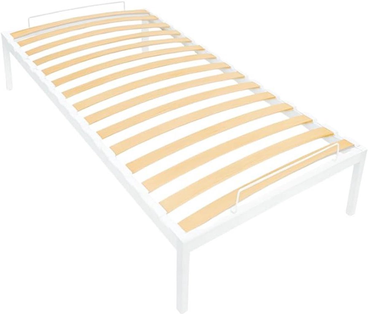 Metalen Bedframe - Logeerbed Opbergruimte - Slaapcomfort Verbeteren - Berkenhouten Lattenbodem - 80 x 200 cm - Wit