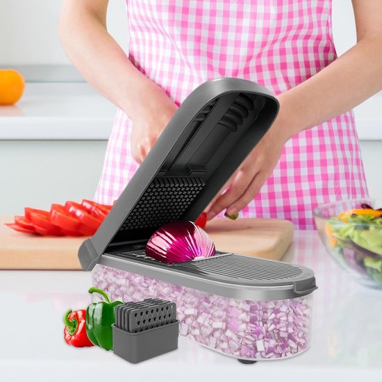 Groentechopper met container - Keuken artifact Voedsel snijder - Maaltijden voorbereiden - Antislip basis — afbeelding 3