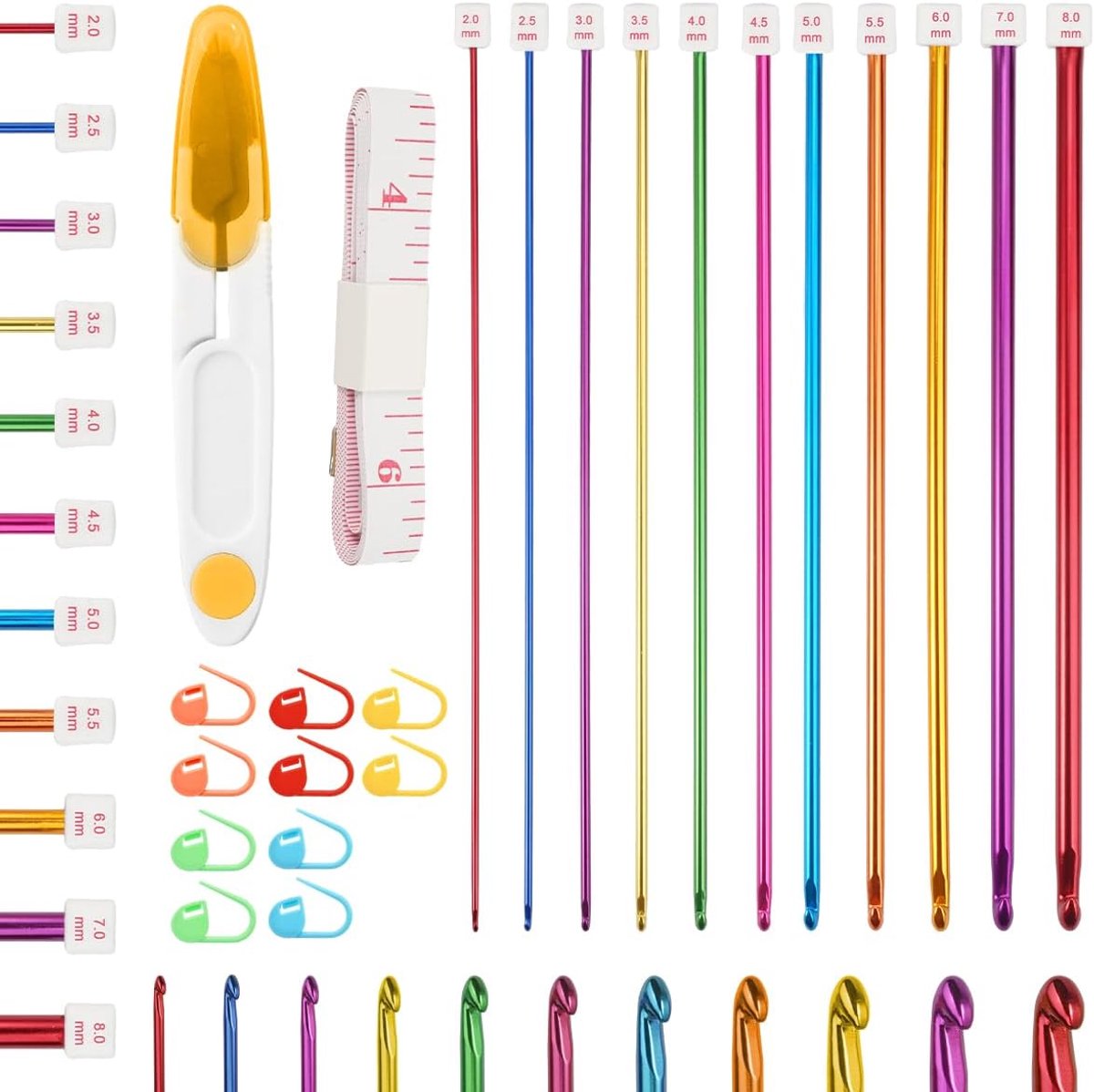Haaknaalden 2–8Mm 27Cm Met Accessoires | Complete Set Voor Beginnaars En Ervaren Breiers Thuisgebruik