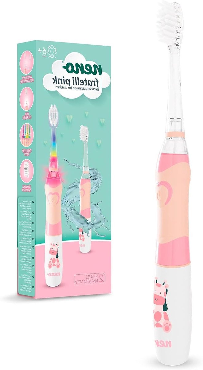 Elektrische Kindertandenborstel - Poetsborstel - Dagelijkse Mondhygiëne - Met LED Licht - 2 Opzetstukken - Roze